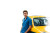 Yellow Taxi Driver Vinyl Car Decal Sticker – Waterproof & UV-Resistant 