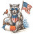 Patriotic Raccoon Design Vinyl Car Decal Sticker – Waterproof & UV-Resistant 