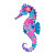 Neon Floral Seahorse Vinyl Car Decal Sticker – Waterproof & UV-Resistant 