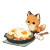 Baby Fox Eating Vinyl Car Decal Sticker – Waterproof & UV-Resistant 