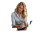 Working Businesswoman Vinyl Car Decal Sticker – Waterproof & UV-Resistant 
