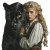 Woman And Horned Panther Vinyl Car Decal Sticker – Waterproof & UV-Resistant 