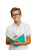 Smiling Boy With Notebook Vinyl Car Decal Sticker – Waterproof & UV-Resistant 8.96"