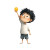 Joyful Boy With Coin Vinyl Car Decal Sticker – Waterproof & UV-Resistant 3.4133333333333336"