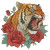 Tiger With Roses Vinyl Car Decal Sticker – Waterproof & UV-Resistant 6.826666666666667"
