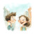 Cheerful Children Sharing Vinyl Car Decal Sticker – Waterproof & UV-Resistant 3.4133333333333336"