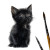 Black Kitten V3 Vinyl Car Decal Sticker – Waterproof & UV-Resistant 3.4133333333333336"