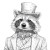 Dapper Raccoon V2 Vinyl Car Decal Sticker – Waterproof & UV-Resistant 3.4133333333333336"