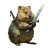 Sword-Wielding Quokka Vinyl Car Decal Sticker – Waterproof & UV-Resistant 3.4133333333333336"