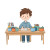 Boy Drawing Desk Vinyl Car Decal Sticker – Waterproof & UV-Resistant 3.4133333333333336"