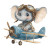 Baby Elephant Pilot Vinyl Car Decal Sticker – Waterproof & UV-Resistant 3.4133333333333336"