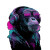 Neon Headphone Monkey Vinyl Car Decal Sticker – Waterproof & UV-Resistant 6.826666666666667"