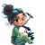 Brunette Scientist Flying Vinyl Car Decal Sticker – Waterproof & UV-Resistant 3.4133333333333336"