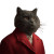Red Suit Cat Vinyl Car Decal Sticker – Waterproof & UV-Resistant 6.826666666666667"