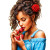 Woman Eating Strawberries Vinyl Car Decal Sticker – Waterproof & UV-Resistant 6.826666666666667"