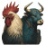 Rooster And Bull Vinyl Car Decal Sticker – Waterproof & UV-Resistant 3.4133333333333336"