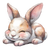 Sleeping Kawaii Rabbit Vinyl Car Decal Sticker – Waterproof & UV-Resistant 3.4133333333333336"