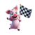 Pig Waving Flag Vinyl Car Decal Sticker – Waterproof & UV-Resistant 3.4133333333333336"