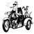 Vintage Biker Scene Vinyl Car Decal Sticker – Waterproof & UV-Resistant 3.4133333333333336"