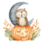 Whimsical Owl Pumpkin V2 Vinyl Car Decal Sticker – Waterproof & UV-Resistant 6.826666666666667"