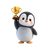Penguin With Trophy Vinyl Car Decal Sticker – Waterproof & UV-Resistant 3.4133333333333336"
