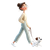 Happy Woman Walking Dog V2 Vinyl Car Decal Sticker – Waterproof & UV-Resistant 3.4133333333333336"