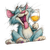 Drunk Cartoon Cat V4 Vinyl Car Decal Sticker – Waterproof & UV-Resistant 3.4133333333333336"