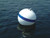 2x Taylor Made Mooring Buoy 46370 Sur-Moor; 12 Inch Diameter/38 Inch Circumference; 2 Inch Tube-Through-Center Diameter; White With Blue Stripe; Closed Cell Foam Core With Polyethylene Shell; Blue Reflective Stripe For Night Time Visibility