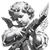 Cherub With Rifle Vinyl Car Decal Sticker – Waterproof & UV-Resistant 3.4133333333333336"