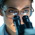 Scientist Examining Microscope Vinyl Car Decal Sticker – Waterproof & UV-Resistant 3.4133333333333336"