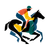 Abstract Jockey Silhouette Vinyl Car Decal Sticker – Waterproof & UV-Resistant 6.826666666666667"