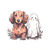 Kawaii Dachshund Ghost Vinyl Car Decal Sticker – Waterproof & UV-Resistant 6.826666666666667"
