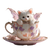 Fairy Kitty Teacup Vinyl Car Decal Sticker – Waterproof & UV-Resistant 3.4133333333333336"