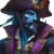 Blue Tiefling Pirate Captain Vinyl Car Decal Sticker – Waterproof & UV-Resistant 4.0"