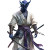 Blue Tiefling Samurai White Background Vinyl Car Decal Sticker – Waterproof & UV-Resistant 4.0"