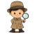 Cute Detective Character Vinyl Car Decal Sticker – Waterproof & UV-Resistant 4.0"