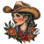 Tattoo Flash Cowgirl Board Vinyl Car Decal Sticker – Waterproof & UV-Resistant 4.0"