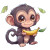 Chibi Monkey Banana Tail Vinyl Car Decal Sticker – Waterproof & UV-Resistant 4.0"