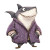 Anthropomorphic Shark Purple Clothes Vinyl Car Decal Sticker – Waterproof & UV-Resistant 4.0"