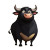 Black Bull Cartoon Concept Vinyl Car Decal Sticker – Waterproof & UV-Resistant 4.0"