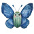 Blue Butterfly Green Cactus Vinyl Car Decal Sticker – Waterproof & UV-Resistant 4.0"