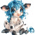 Blue Hair Cow Cartoon Vinyl Car Decal Sticker – Waterproof & UV-Resistant 4.0"