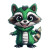 Chibi Raccoon Green Trex Vinyl Car Decal Sticker – Waterproof & UV-Resistant 4.0"