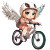 Cross Owl Bike Chibi Vinyl Car Decal Sticker – Waterproof & UV-Resistant 4.0"