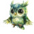 Green Owl Bird Chibi Vinyl Car Decal Sticker – Waterproof & UV-Resistant 4.0"