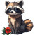 Raccoon Flower Watercolor Clipart Vinyl Car Decal Sticker – Waterproof & UV-Resistant 4.0"