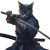 Cyberpunk Samurai Cat Vinyl Car Decal Sticker – Waterproof & UV-Resistant 8"