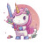 Cute Armed Unicorn Vinyl Car Decal Sticker – Waterproof & UV-Resistant 8"