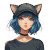 Cat-Eared Blue-Haired Girl Vinyl Car Decal Sticker – Waterproof & UV-Resistant 8"