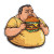 Fat Man Eating Burger Vinyl Car Decal Sticker – Waterproof & UV-Resistant 8"